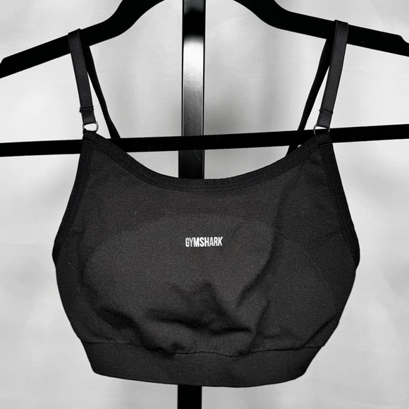 💪🏼 Gymshark Flex Strappy Sports Bra Black/Charcoal Seamless Womens Size Small - Picture 3 of 5